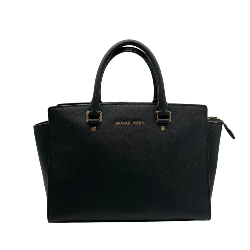Michael Kors Black Saffiano Leather Selma Convertible Satchel Bag
